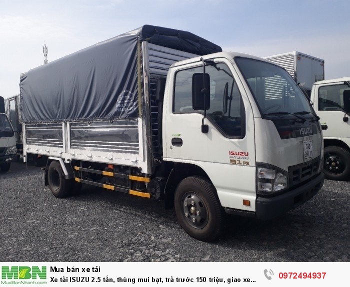 Xe tải ISUZU 2.5 tấn, thùng mui bạt, trả trước 150 triệu, giao xe ngay
