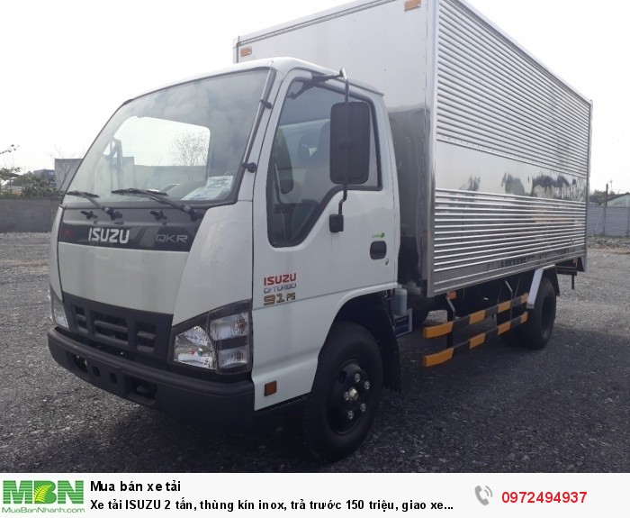Xe tải ISUZU 2 tấn, thùng kín inox, trả trước 150 triệu, giao xe ngay