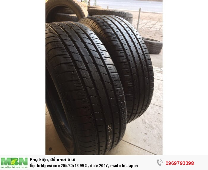 Lốp bridgestone 205/60r16 99%, date 2017, made in Japan