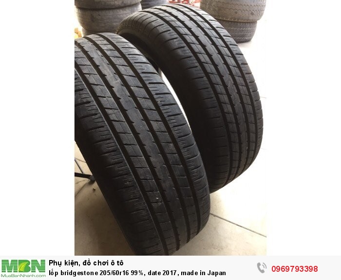 Lốp bridgestone 205/60r16 99%, date 2017, made in Japan