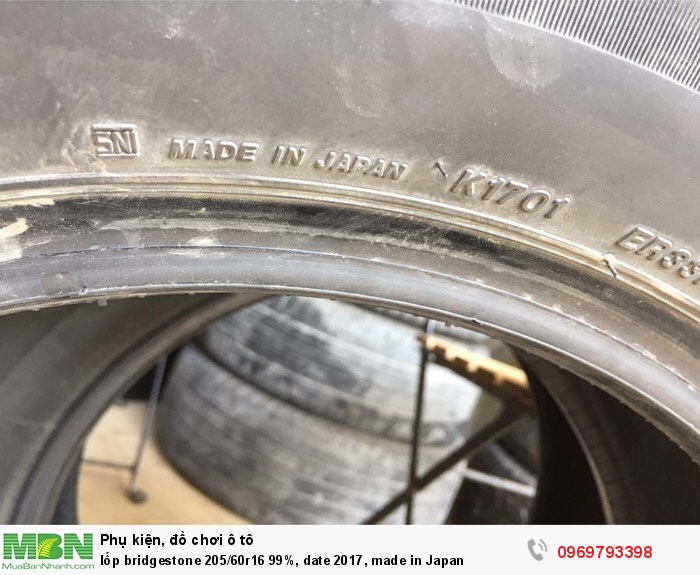 Lốp bridgestone 205/60r16 99%, date 2017, made in Japan