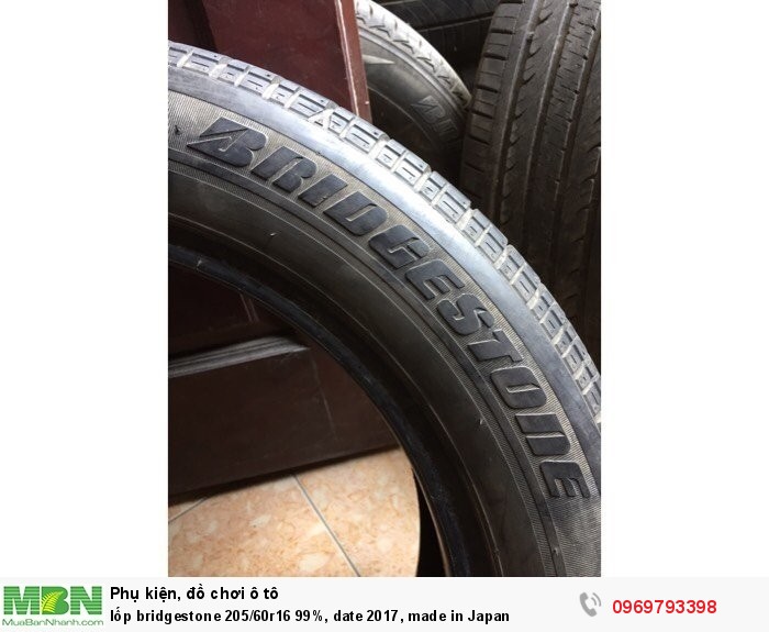 Lốp bridgestone 205/60r16 99%, date 2017, made in Japan