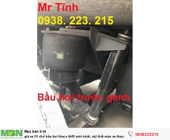 Giá xe 29 chỗ bầu hơi thaco tb85 mới nhất, nội thất màu xe thaco tb85 w200 mới