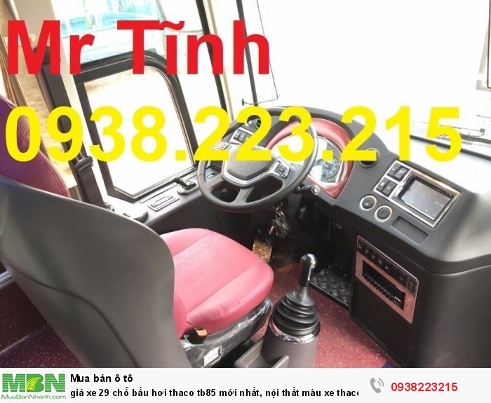 Giá xe 29 chỗ bầu hơi thaco tb85 mới nhất, nội thất màu xe thaco tb85 w200 mới