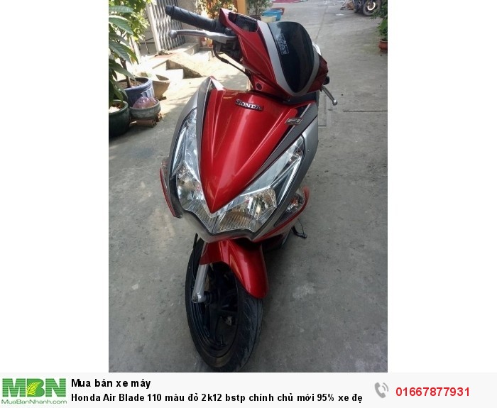 Honda Air Blade 110 màu đỏ 2k12 bstp chính chủ mới 95% xe đẹp máy êm nguyên zin,xe máy mạnh chạy nhẹ vọt lợi xăng,xe nhà xài kỹ mua về là chạy thôi bán công chứng về sang tên liền bán giá 23.8tr liên hê: