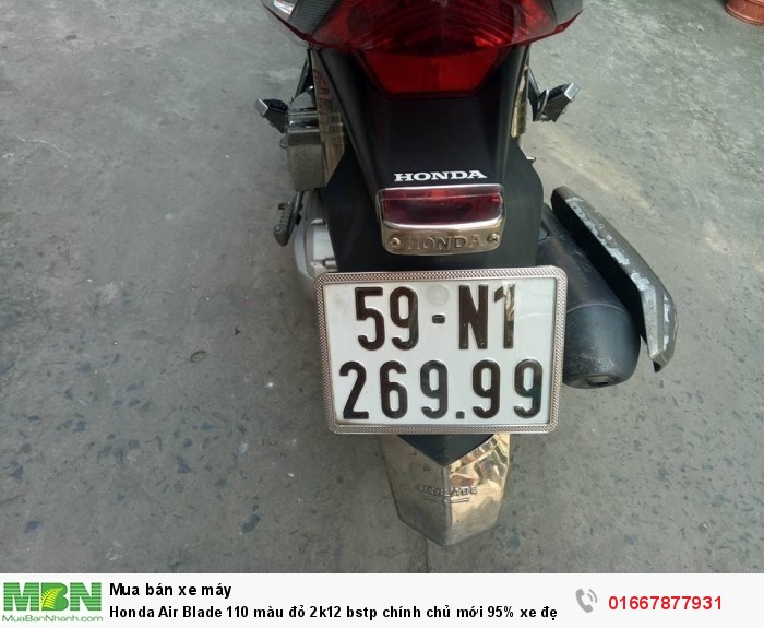 Honda Air Blade 110 màu đỏ 2k12 bstp chính chủ mới 95% xe đẹp máy êm nguyên zin,xe máy mạnh chạy nhẹ vọt lợi xăng,xe nhà xài kỹ mua về là chạy thôi bán công chứng về sang tên liền bán giá 23.8tr liên hê: