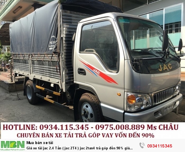 Giá xe tải jac 2.4 Tấn ( jac 2T4 ) jac 2tan4 trả góp đến 90% giá tốt.