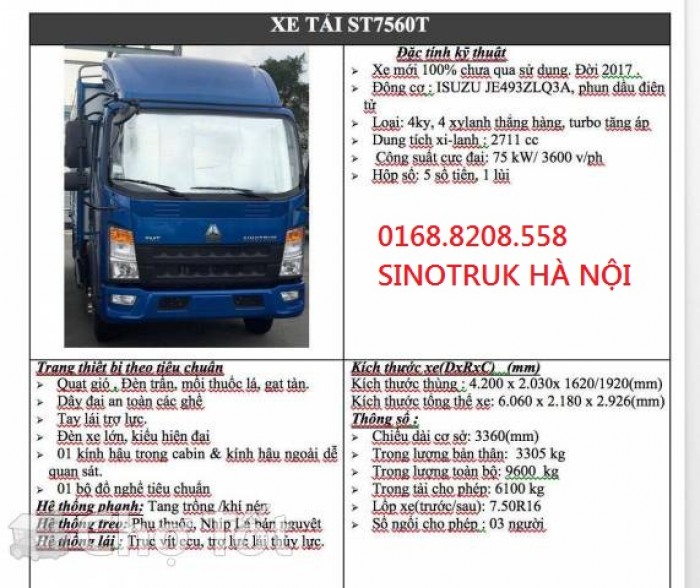 Sinotruk Tải Thùng 6 Tấn Động Cơ Isuzu Nhật Bản