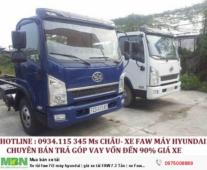 Xe tải faw 7t3 máy hyundai | giá xe tải FAW 7.3 Tấn | xe Faw 7tan3 trả góp.