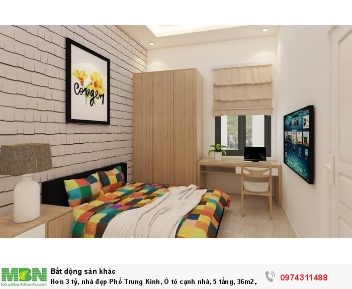 Hơn 3 tỷ, nhà đẹp Phố Trung Kính, Ô tô cạnh nhà, 5 tầng, 36m2, cách mặt phố 30m (Bán gấp)