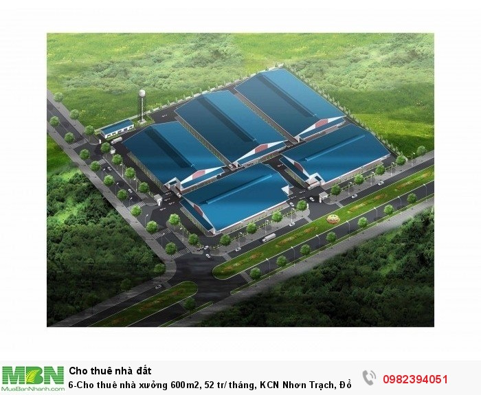 Cho thuê nhà xưởng 600m2, KCN Nhơn Trạch, Đồng Nai.