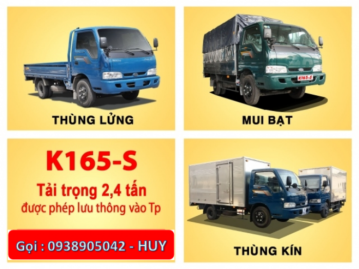 Cần bán xe tải kia 2.4 tấn THACO K165s nâng tải từ dòng xe tải Kia K3000