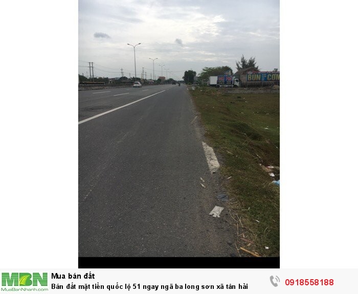 Bán đất mặt tiền quốc lộ 51 ngay ngã ba Long Sơn, Xã Tân Hải