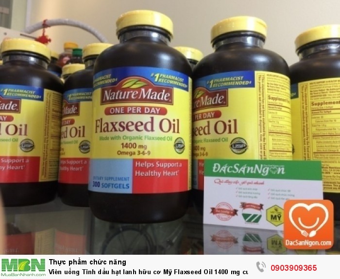 Tinh dầu hạt lanh Nature Made Flaxseed oil 1400 mg hỗ trợ bổ sung Omega 3-6-91