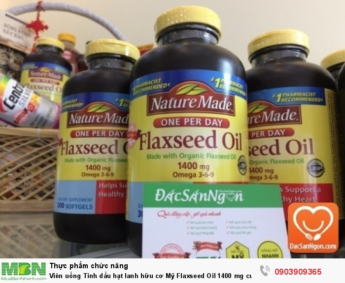 Tinh dầu hạt lanh Nature Made Flaxseed oil 1400 mg Omega 3-6-9 là viên uống từ dầu hạt lanh nguyên chất (Organic Flaxseed Oid) của nhãn hàng Nature Made.2