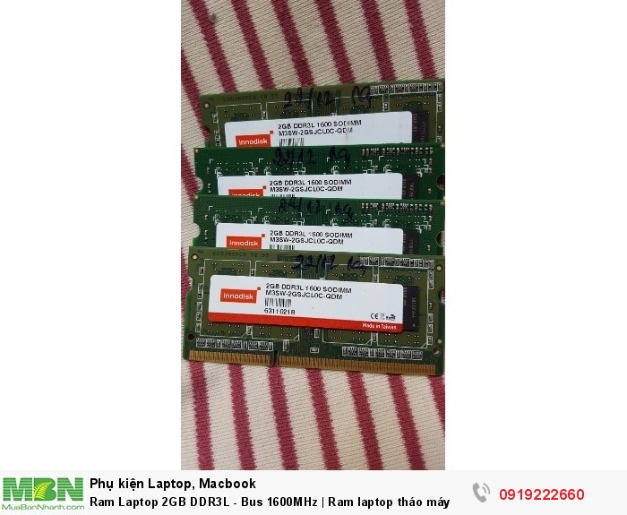 Ram Laptop 2GB DDR3L - Bus 1600MHz | Ram laptop tháo máy1