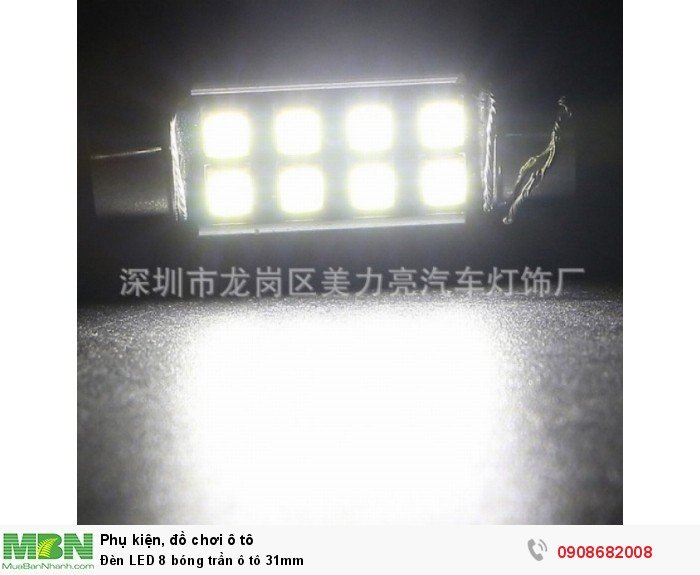 Đèn LED 8 bóng trần ô tô 31mm
