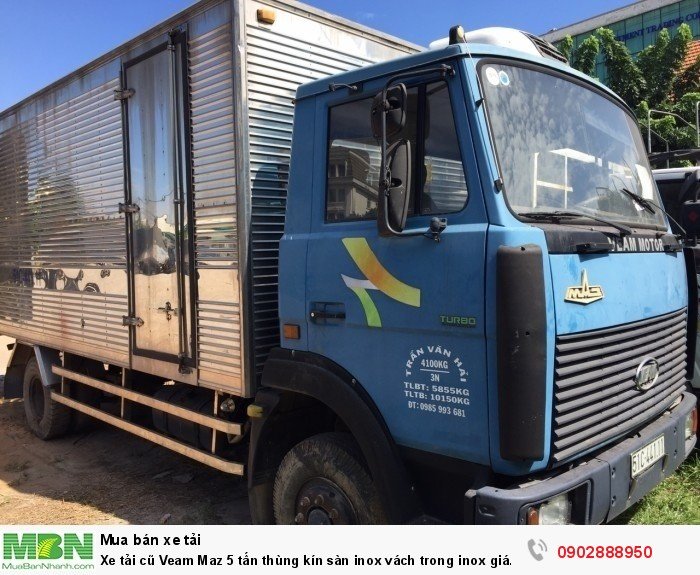 Xe tải cũ Veam Maz 5 tấn thùng kín sàn inox vách trong inox giá bèo