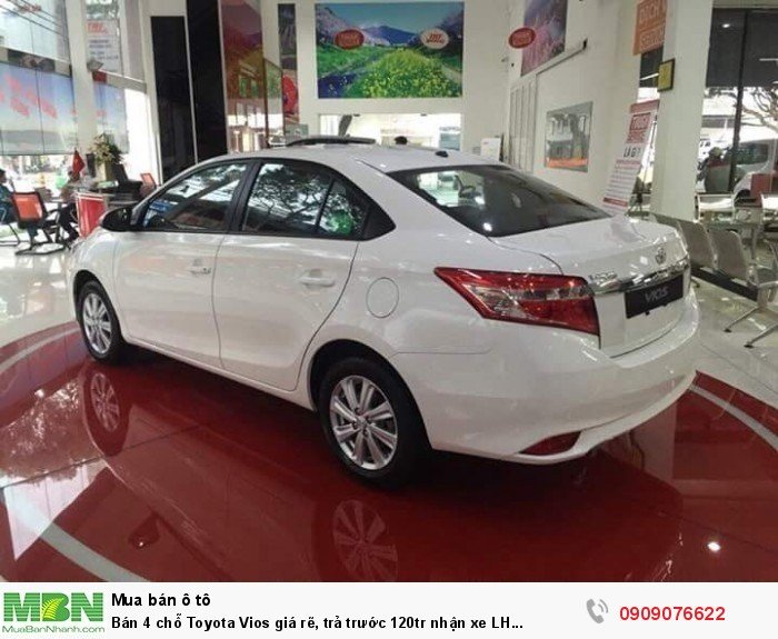 Bán 4 chỗ Toyota Vios giá rẻ, trả trước 120tr nhận xe