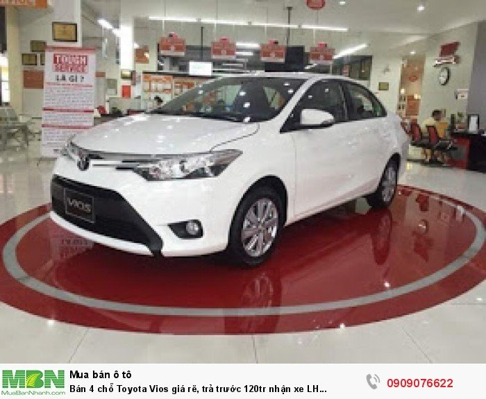 Bán 4 chỗ Toyota Vios giá rẻ, trả trước 120tr nhận xe