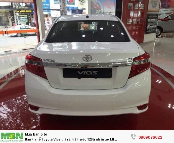 Bán 4 chỗ Toyota Vios giá rẻ, trả trước 120tr nhận xe