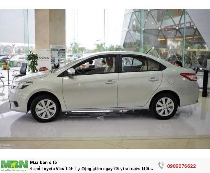4 chỗ Toyota Vios 1.5E Tự động giảm ngay 20tr, trả trước 140tr nhận xe,