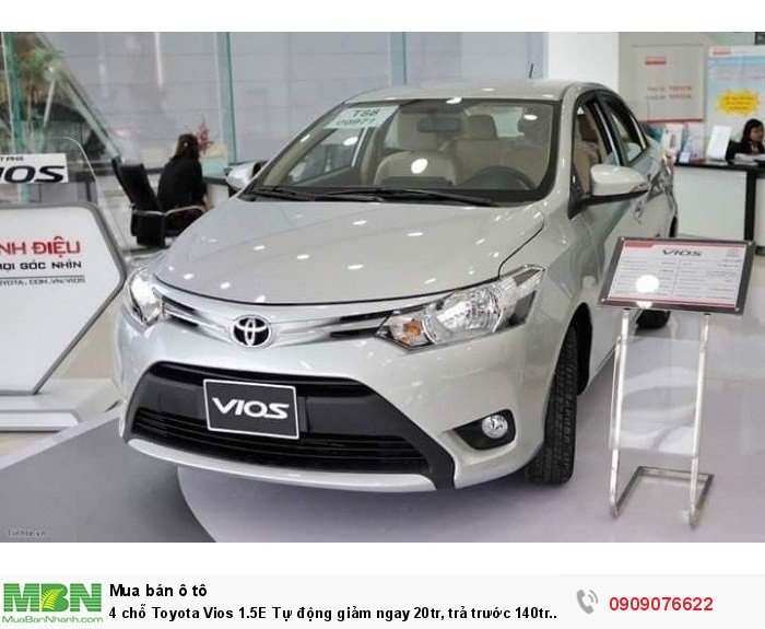 4 chỗ Toyota Vios 1.5E Tự động giảm ngay 20tr, trả trước 140tr nhận xe,