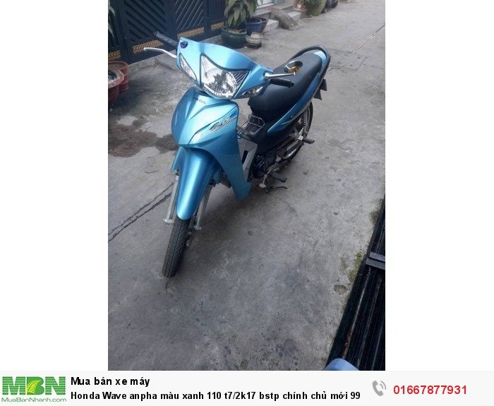 Honda Wave anpha màu xanh 110 t7/2k17 bstp chính chủ mới 99%
