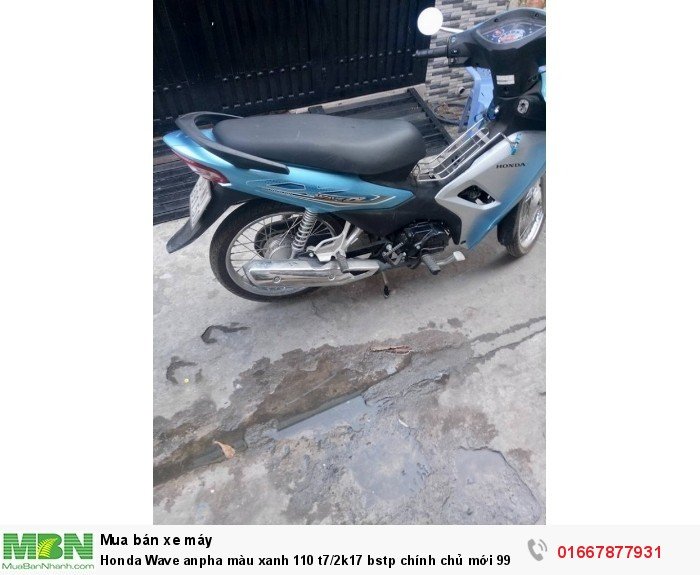 Honda Wave anpha màu xanh 110 t7/2k17 bstp chính chủ mới 99%