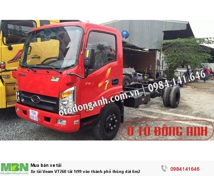 Xe tải Veam VT260 tải 1t99 vào thành phố thùng dài 6m2