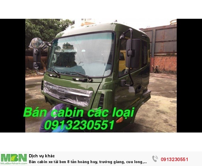 Bán cabin xe tải ben 8 tấn hoàng huy, trường giang, cuu long, jac, vinaxuki, howo, camc, Việt trung, thaco