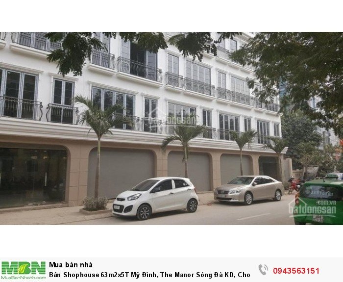 Bán Shophouse 63m2x5T Mỹ Đình, The Manor Sông Đà KD, Cho Thuê