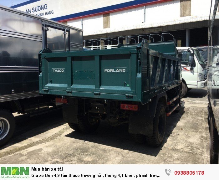 Giá xe Ben 4,9 tấn thaco Trường Hải, thùng 4,1 khối, phanh hơi, giá xe tải ben Long An, Nhà Bè, Củ Chi.