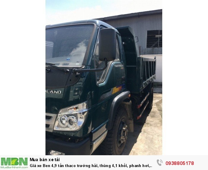 Giá xe Ben 4,9 tấn thaco Trường Hải, thùng 4,1 khối, phanh hơi, giá xe tải ben Long An, Nhà Bè, Củ Chi.