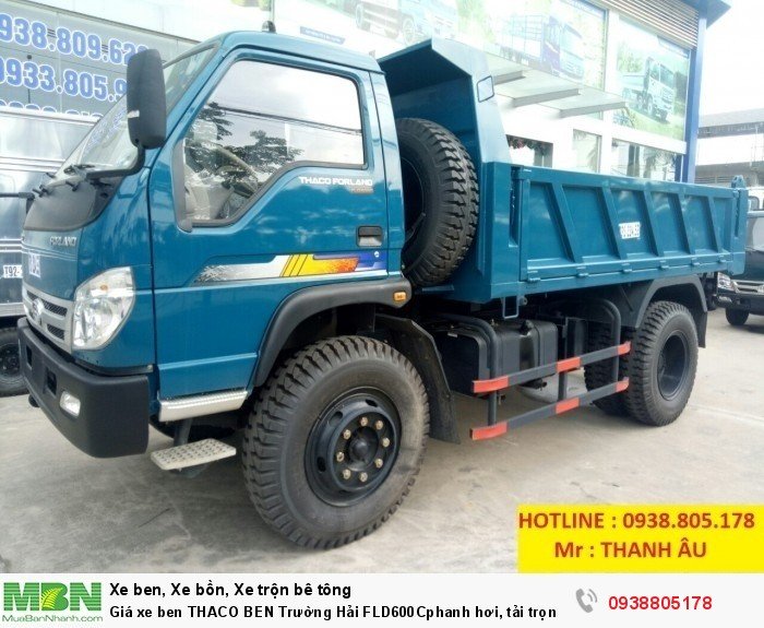 Giá xe ben THACO BEN Trường Hải FLD600Cphanh hơi, tải trọng 6tấn thùng 4,9 khối. Trả 150tr nhận xe.