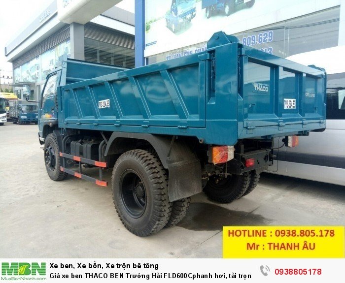 Giá xe ben THACO BEN Trường Hải FLD600Cphanh hơi, tải trọng 6tấn thùng 4,9 khối. Trả 150tr nhận xe.