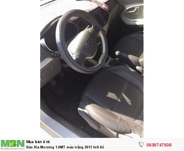 Bán Kia Morning 1.0MT màu trắng 2015 full đồ
