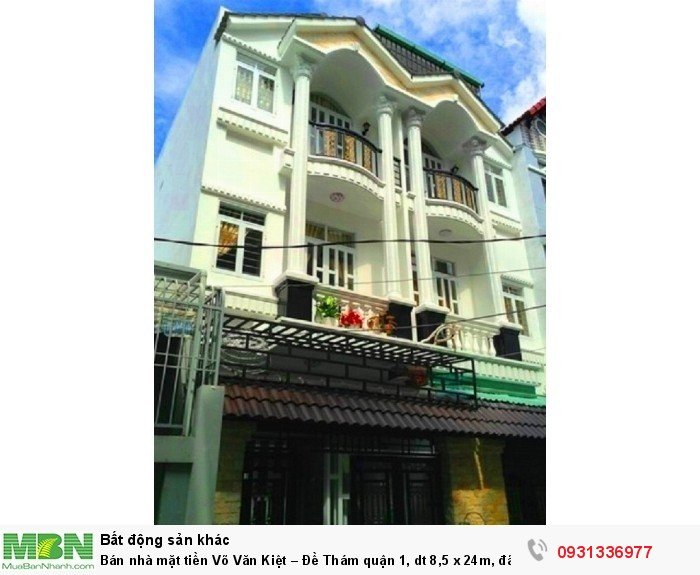 Bán nhà mặt tiền Võ Văn Kiệt – Đề Thám quận 1, dt 8,5 x 24m, đã có gpxd 10 tầng