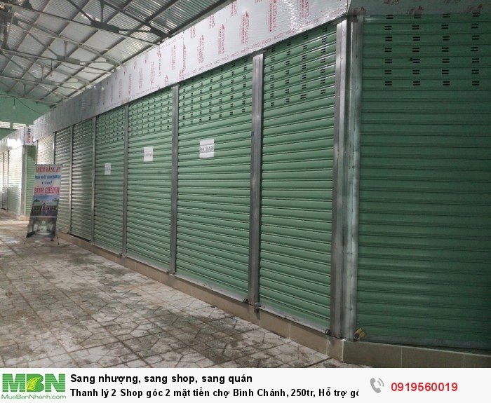 Thanh lý 2 Shop góc 2 mặt tiền chợ Bình Chánh, 250tr, Hỗ trợ góp 0%