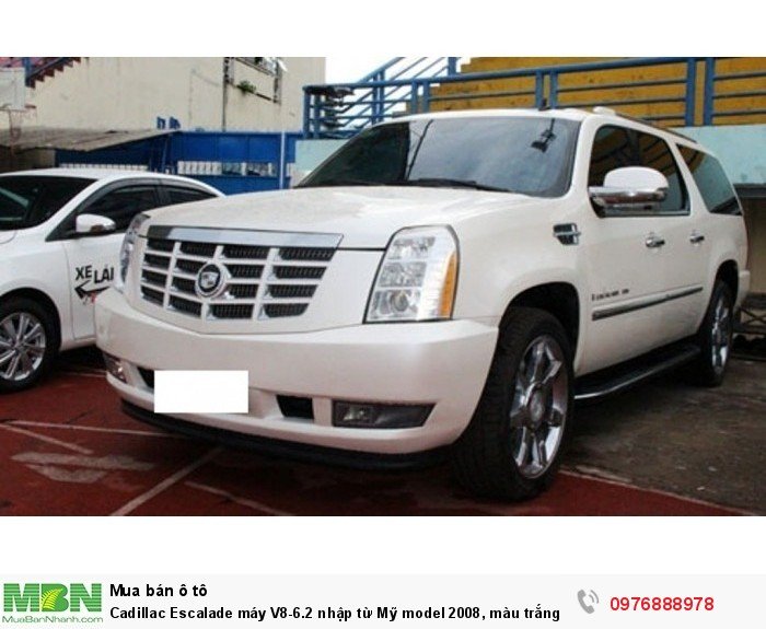 Cadillac Escalade  máy V8-6.2 nhập từ Mỹ model 2008, màu trắng. Đăng ký Biển Hà Nội