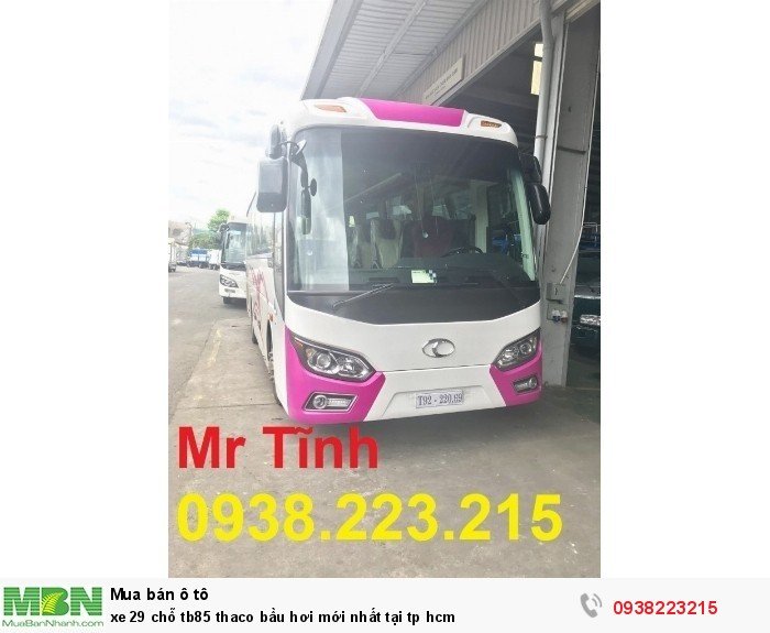 Xe 29 chỗ tb85 Thaco bầu hơi mới nhất tại tp HCM