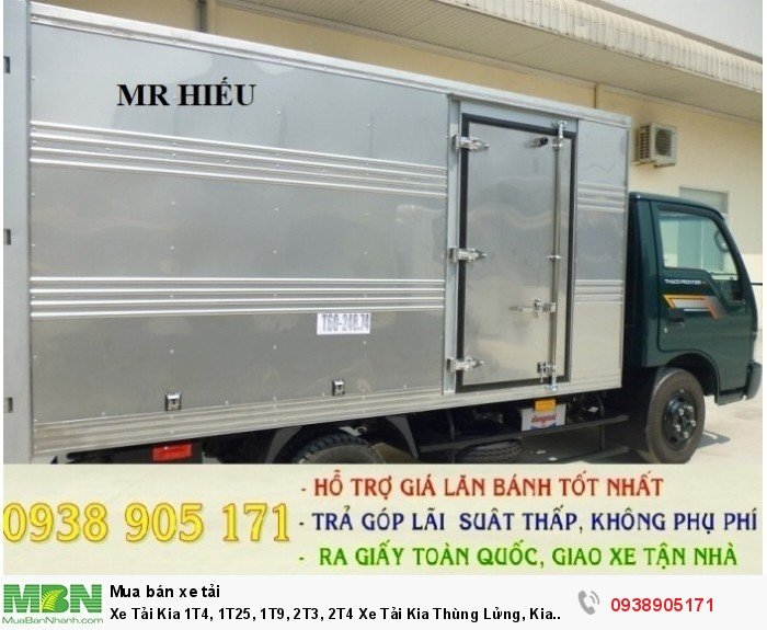 Xe Tải Kia 1T4, 1T25, 1T9, 2T3, 2T4 Xe Tải Kia Thùng Lửng, Kia Thùng Mui Bạt, Kia Thùng Kín, Kia Bửng Nâng, Giao Xe Toàn Quốc