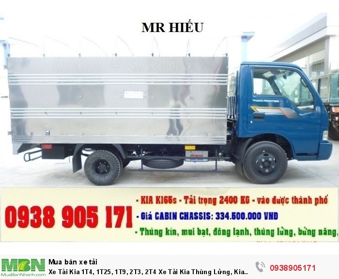 Xe Tải Kia 1T4, 1T25, 1T9, 2T3, 2T4 Xe Tải Kia Thùng Lửng, Kia Thùng Mui Bạt, Kia Thùng Kín, Kia Bửng Nâng, Giao Xe Toàn Quốc