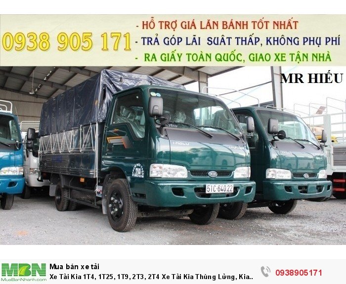 Xe Tải Kia 1T4, 1T25, 1T9, 2T3, 2T4 Xe Tải Kia Thùng Lửng, Kia Thùng Mui Bạt, Kia Thùng Kín, Kia Bửng Nâng, Giao Xe Toàn Quốc