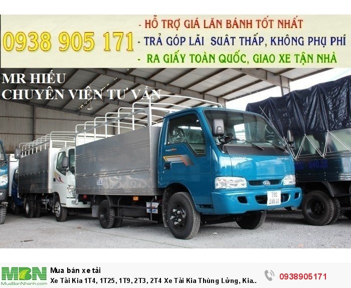 Xe Tải Kia 1T4, 1T25, 1T9, 2T3, 2T4 Xe Tải Kia Thùng Lửng, Kia Thùng Mui Bạt, Kia Thùng Kín, Kia Bửng Nâng, Giao Xe Toàn Quốc