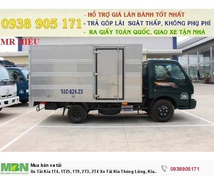 Xe Tải Kia 1T4, 1T25, 1T9, 2T3, 2T4 Xe Tải Kia Thùng Lửng, Kia Thùng Mui Bạt, Kia Thùng Kín, Kia Bửng Nâng, Giao Xe Toàn Quốc