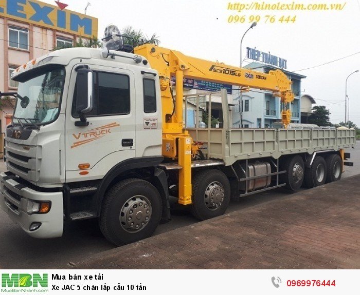 Xe JAC 5 chân lắp cẩu 10 tấn