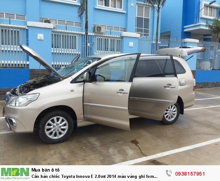 Cần bán chiếc Toyota Innova E 2.0mt 2014 màu vàng ghi fom mới