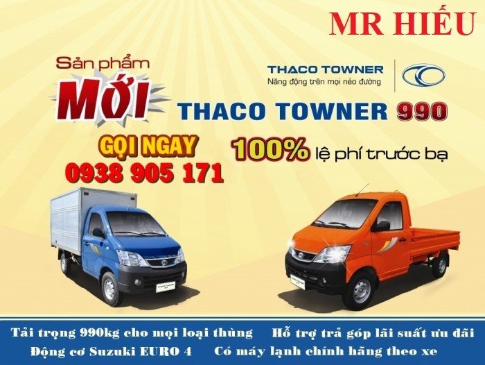 Tặng 100% phí trước bạ xe Towner990/ Giá xe tải nhỏ máy xăng 990kg/ Xe tải nhẹ 1 tấn giá tốt
