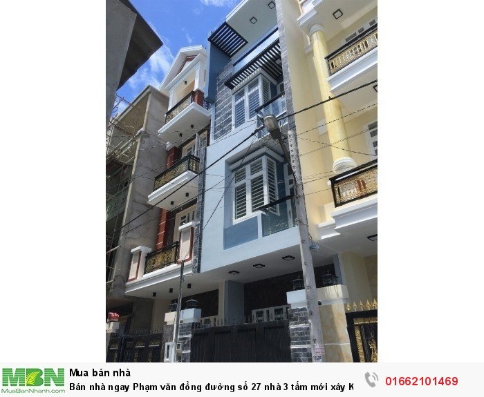 Bán nhà ngay Phạm Văn Đồng đường số 27 nhà 3 tấm mới xây KDC hiện hữu, HXH 54m2/4tỷ
